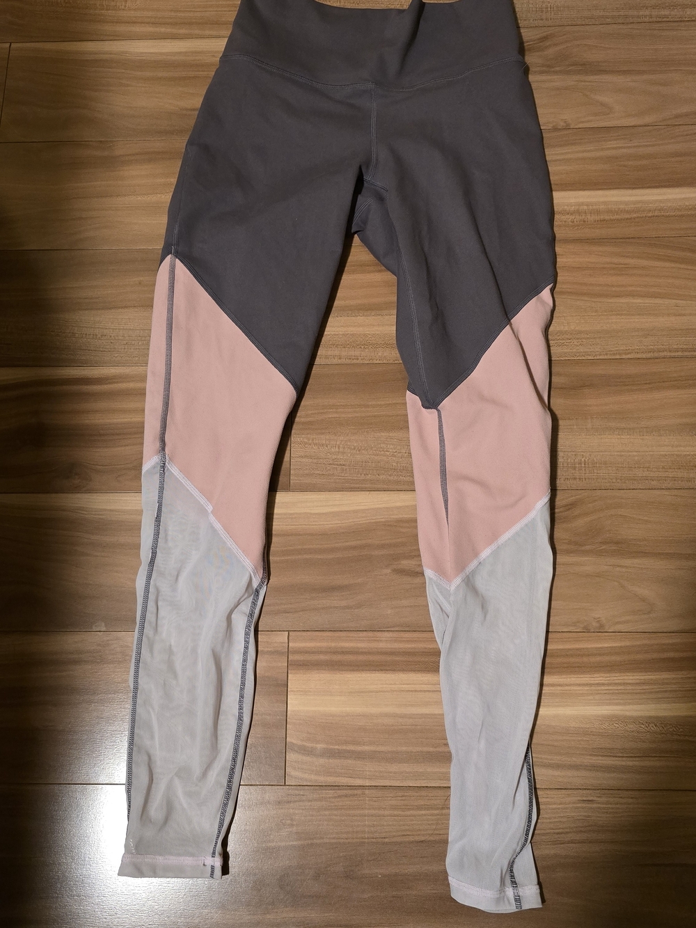 Fabletics Gray and Pink Colorblock High-Waist Leggings